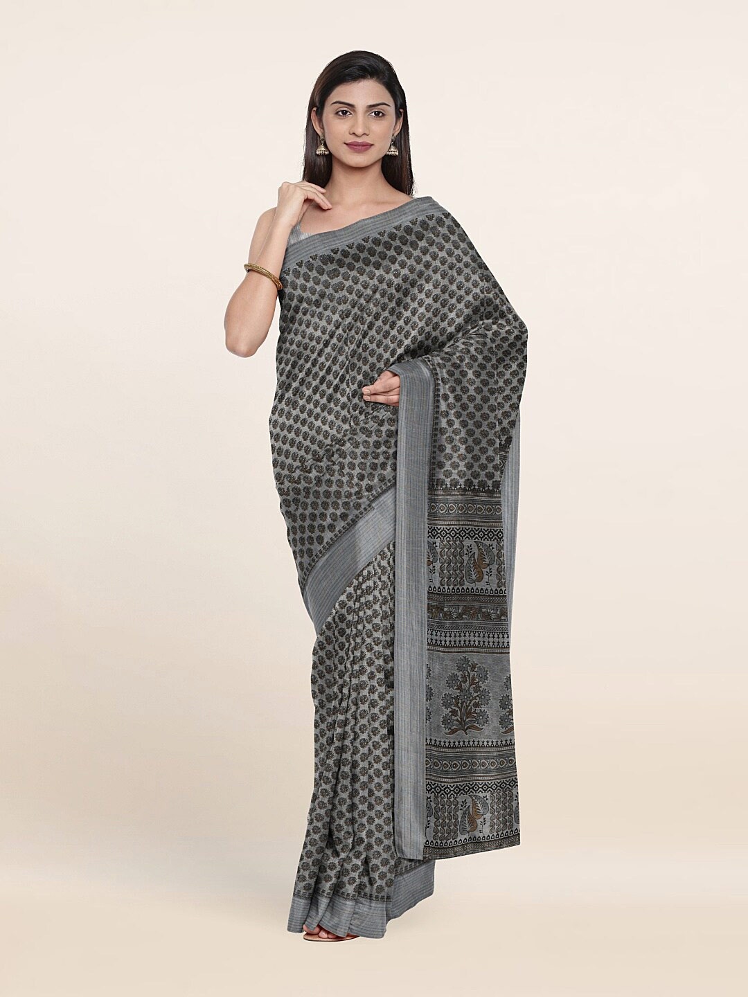 

Pothys Grey Floral Saree