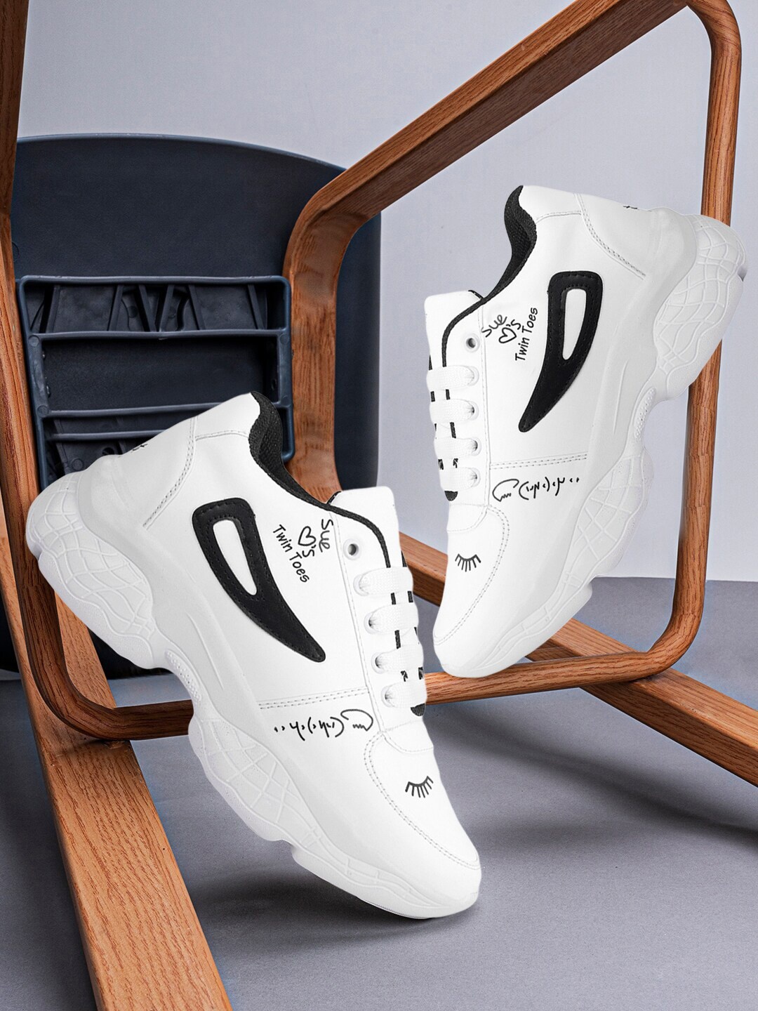 

RINDAS Women Black & White Walking Non-Marking Shoes