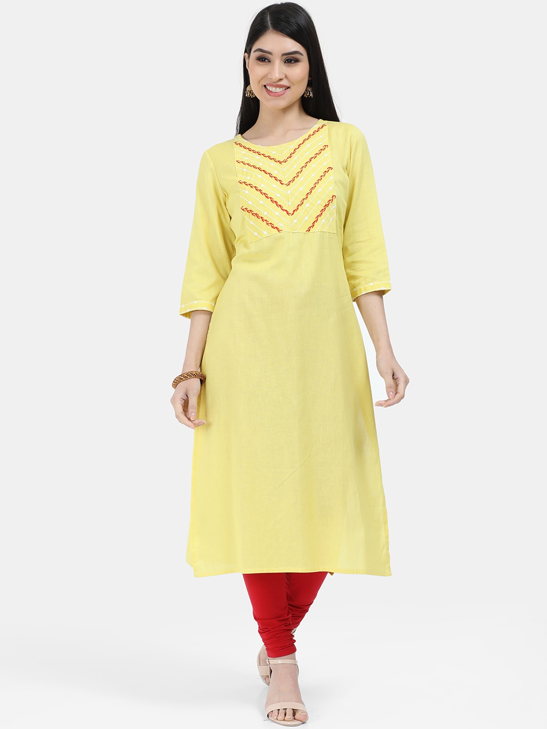 

Marcia Women Yellow Ethnic Motifs Yoke Design Kurta