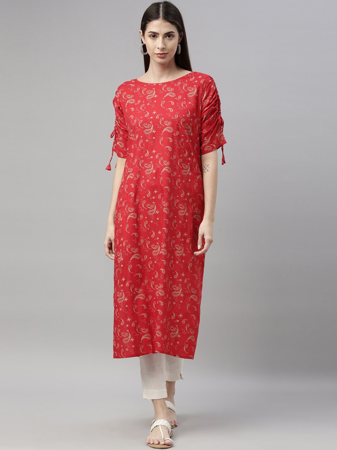 

Marcia Women Red Paisley Printed Kurta