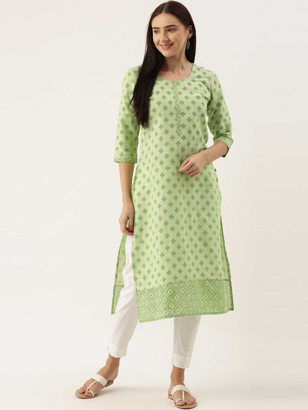 

Marcia Women Green Geometric Printed Kurta