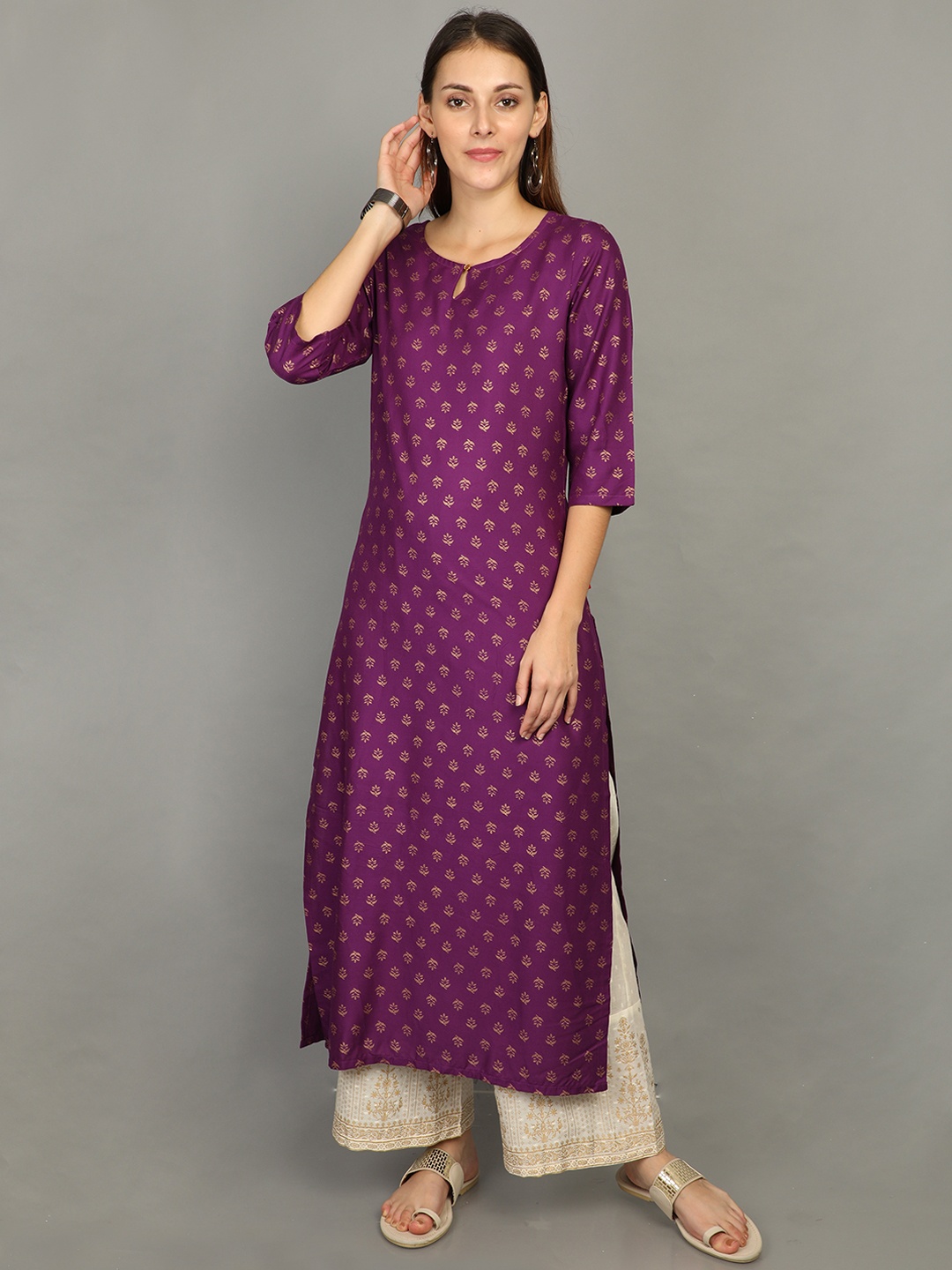 

Marcia Women Purple Ethnic Motifs Printed Kurta With Palazzos