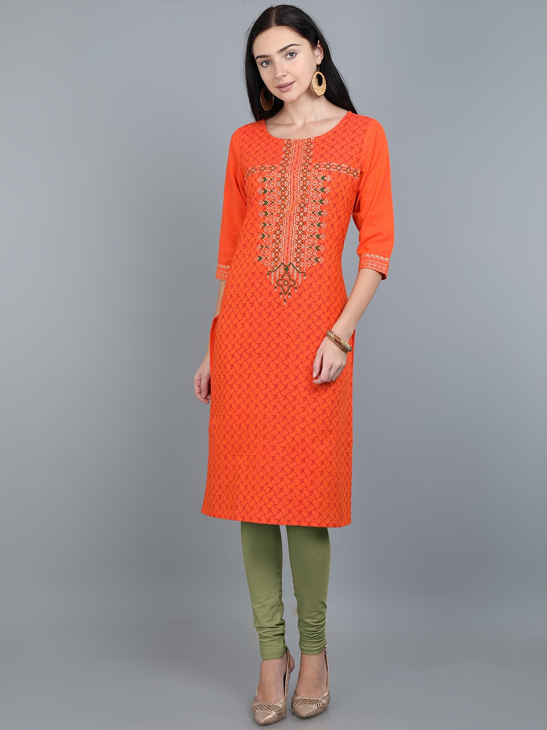 

Marcia Women Orange Ethnic Motifs Printed Kurta