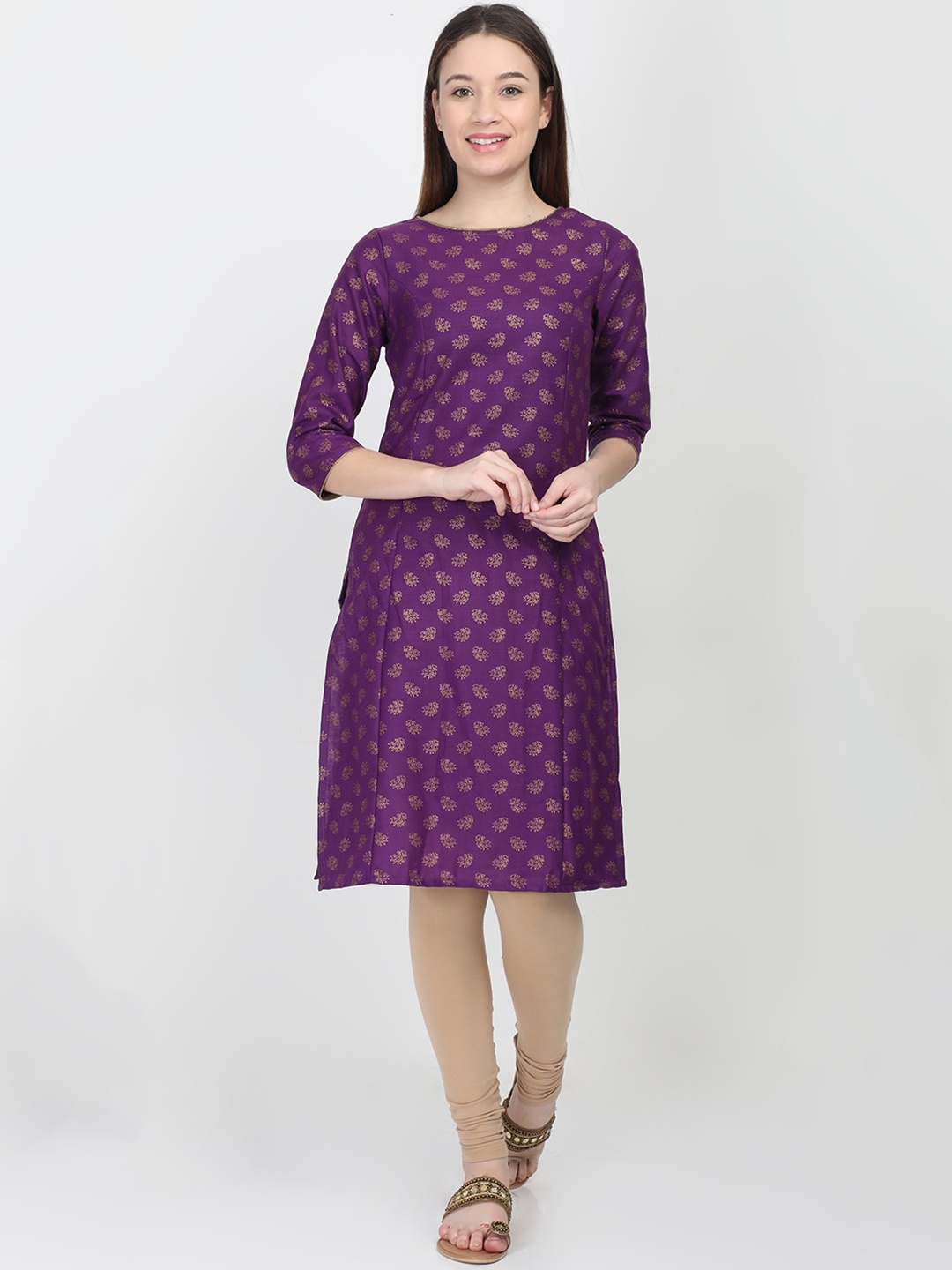 

Marcia Women Purple & Gold-Toned Ethnic Motifs Printed Kurta