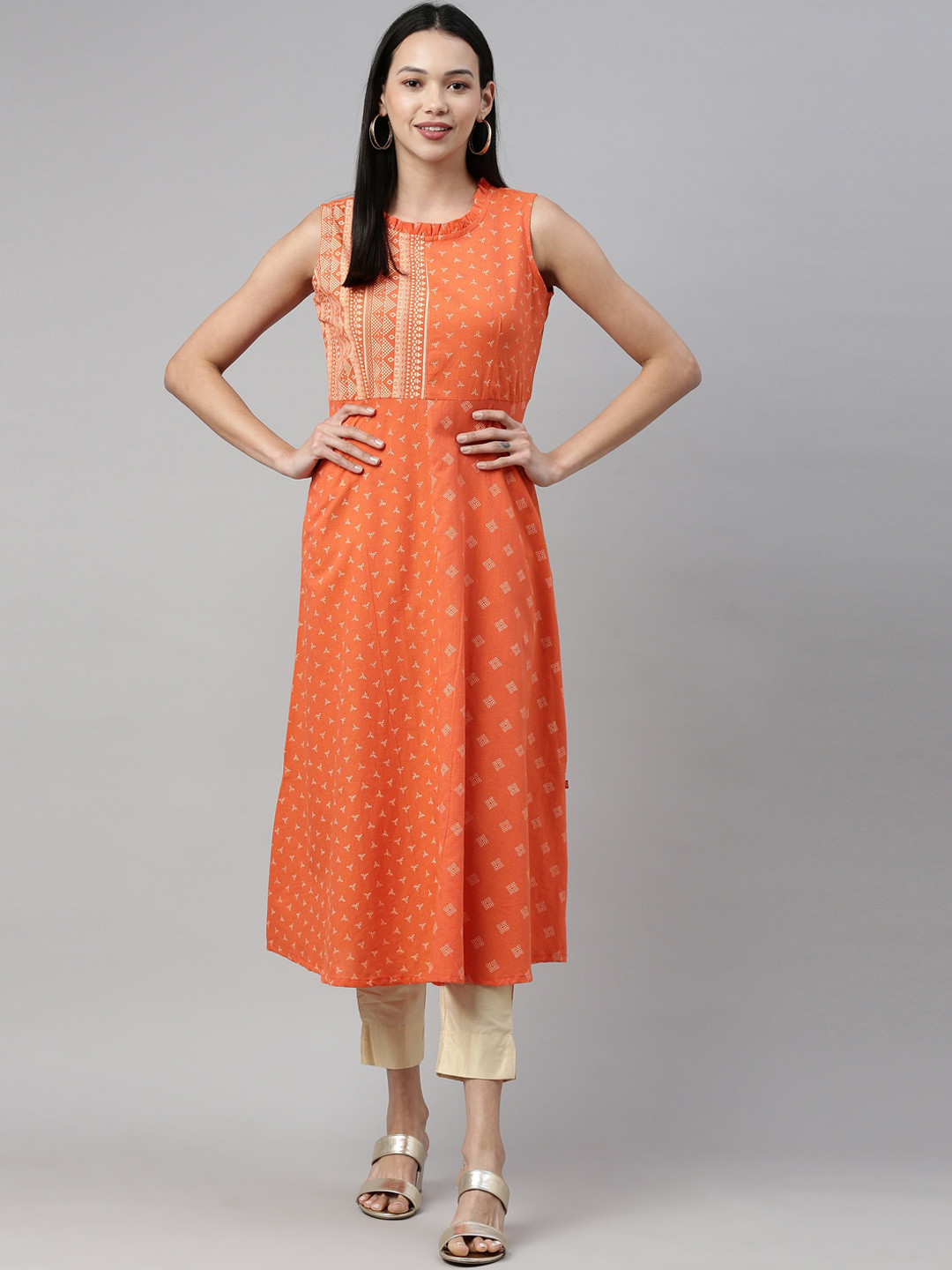 

Marcia Women Orange Ethnic Motifs Printed Kurta