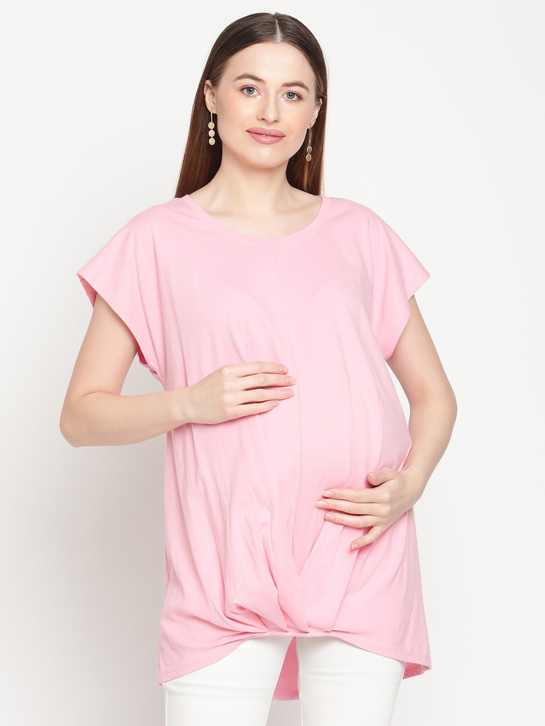 

Rute Pink Solid Maternity Top