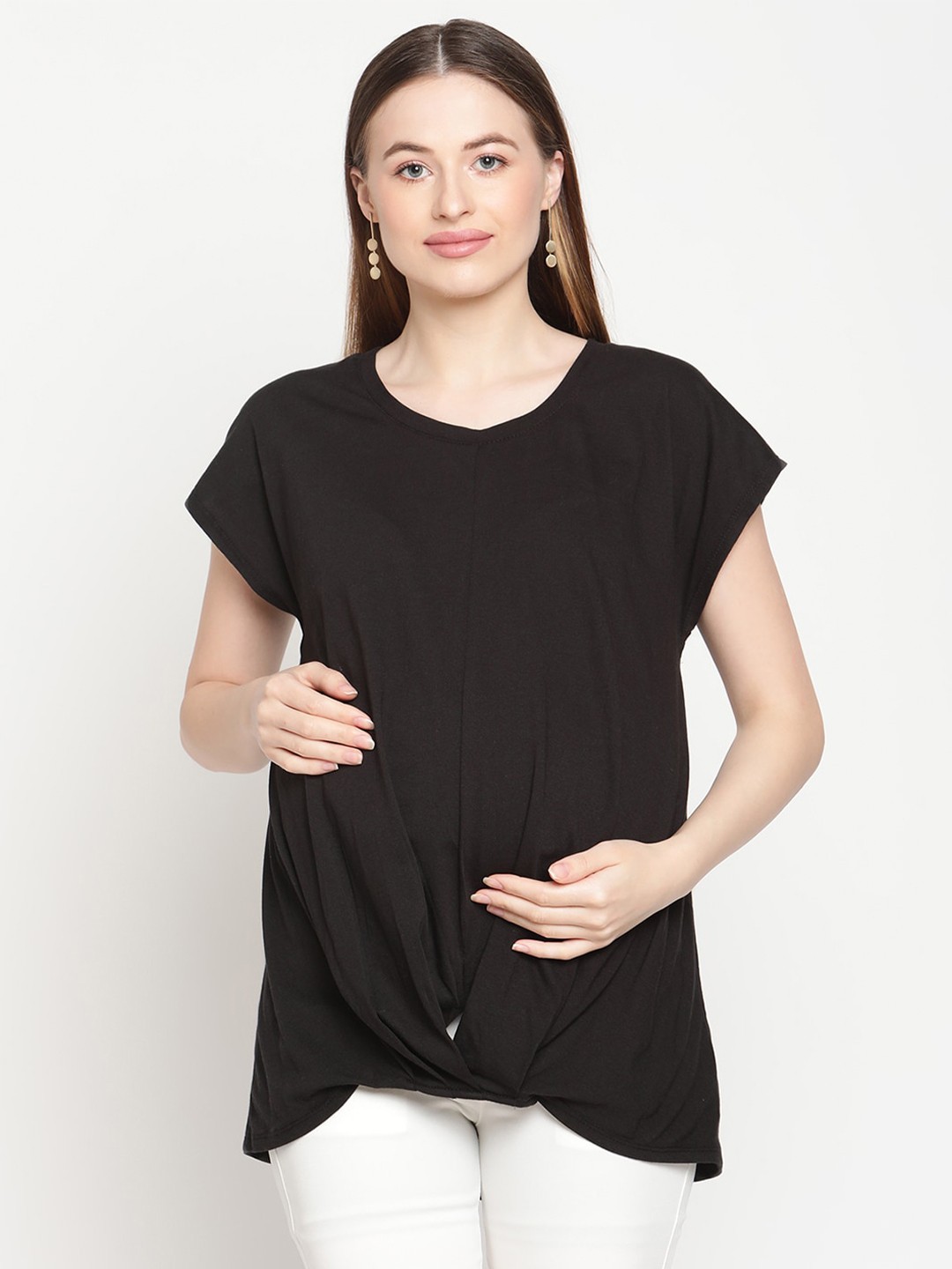 

Rute Black Solid Maternity Top