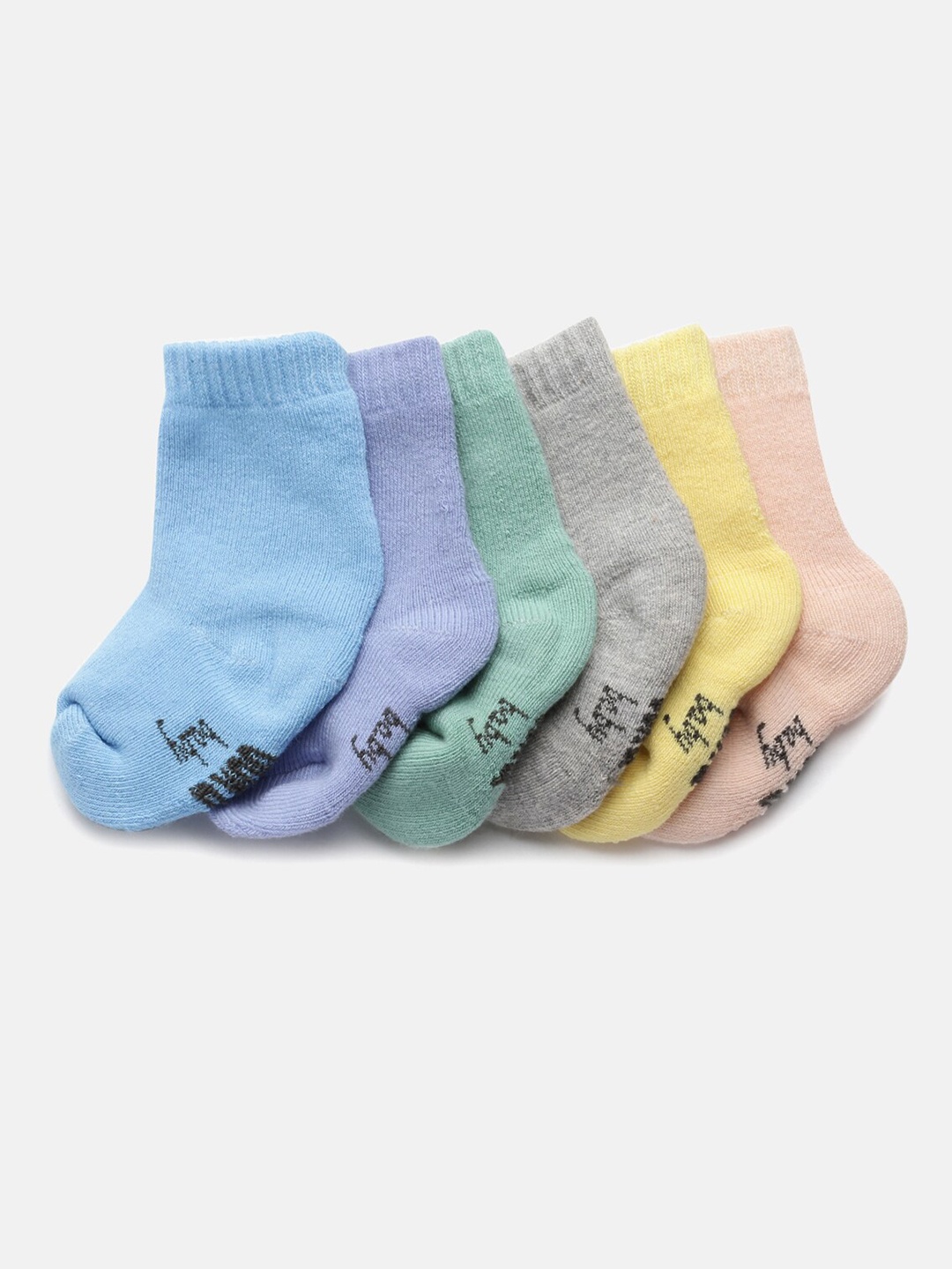 OOKA Kids Pack of 3 Above Ankle Cotton Socks, Yellow