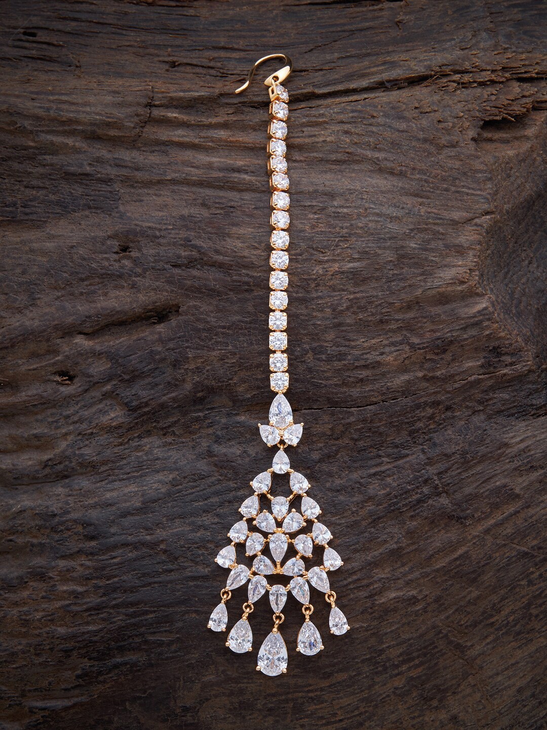 

Kushal's Fashion Jewellery Women Gold-Toned & White Stone-Studded Maang Tikka