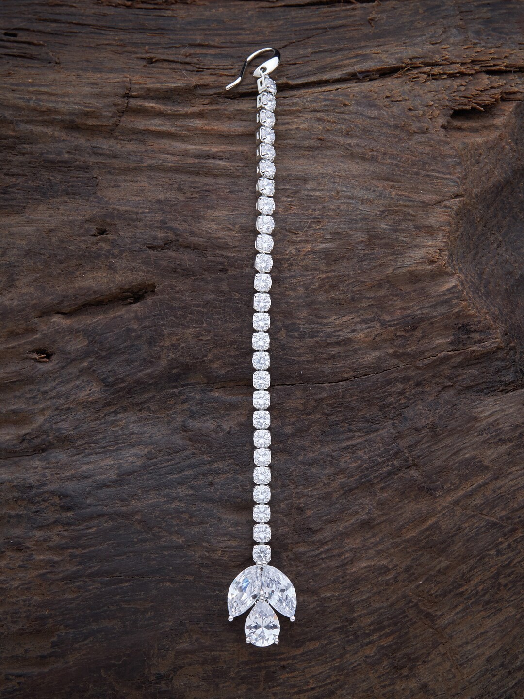 

Kushal's Fashion Jewellery Women White Embellished With Cubic Zirconia Mang Tikka