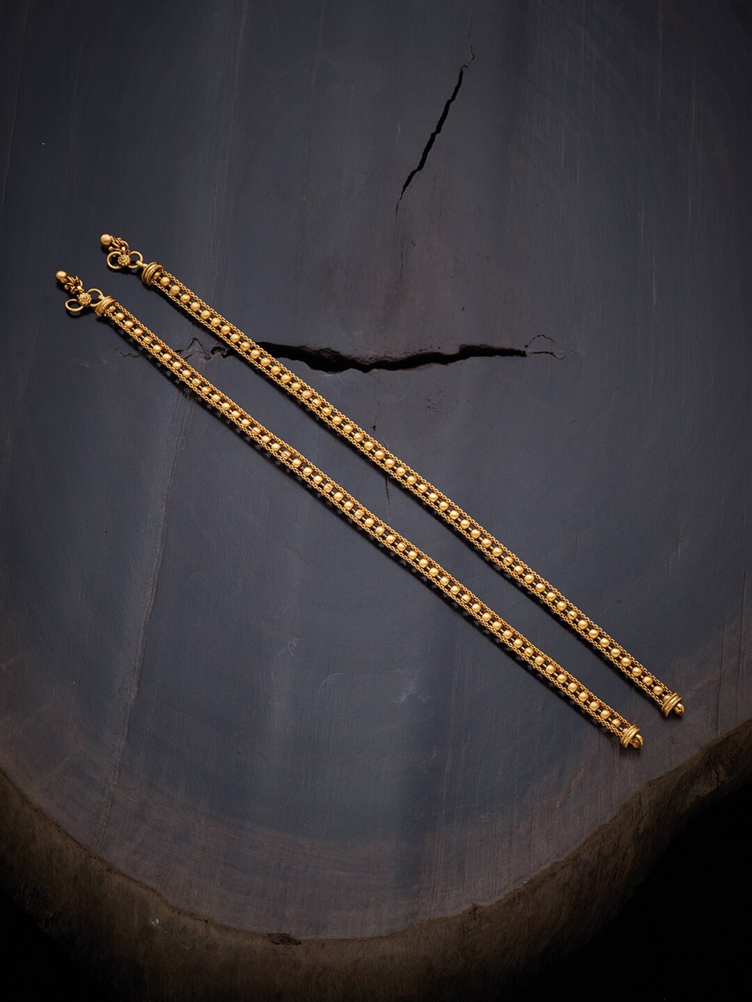 

Kushal's Fashion Jewellery Set Of 2 Gold-Plated & Design Detailed Anklet
