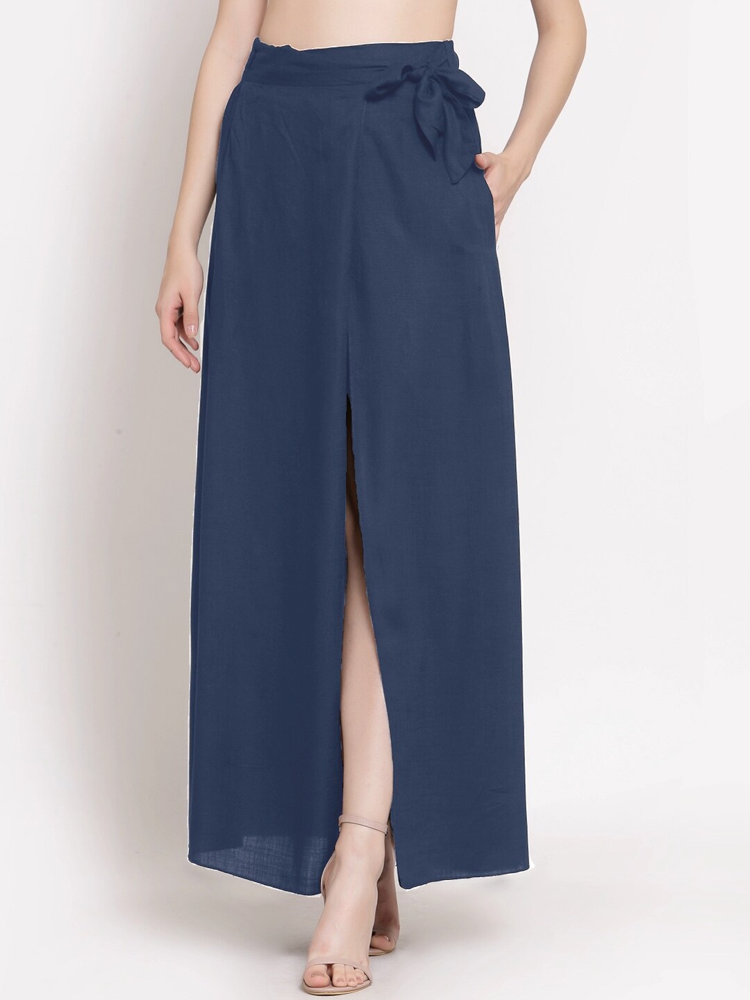 

PATRORNA Women Plus Size Charcoal Grey Solid A-Line Maxi Skirt