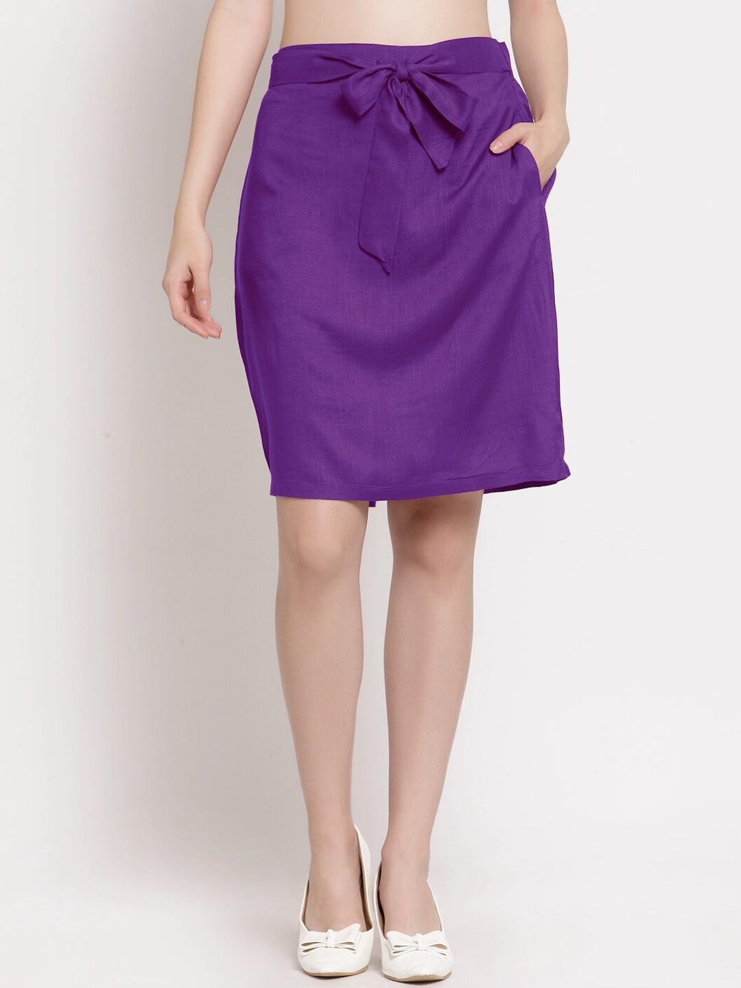 

PATRORNA Women Plus Size Purple Above Knee Length Pencil Skirt