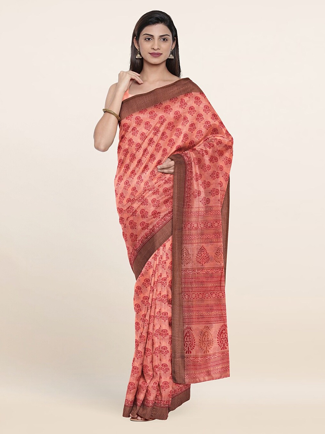 

Pothys Pink Ethnic Motifs Saree