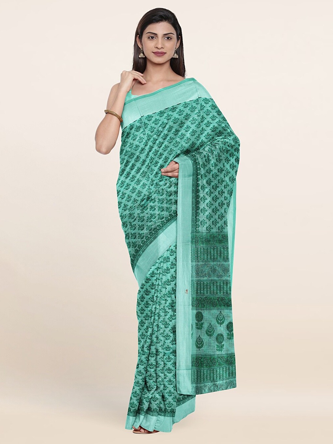 

Pothys Green Ethnic Motifs Zari Saree