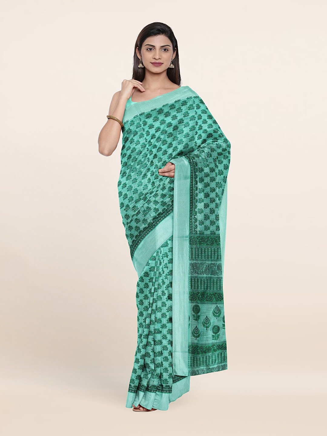 

Pothys Green Floral Print Saree