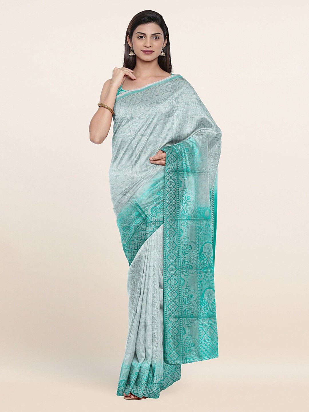 

Pothys Green & Off White Woven Design Zari Art Silk Saree