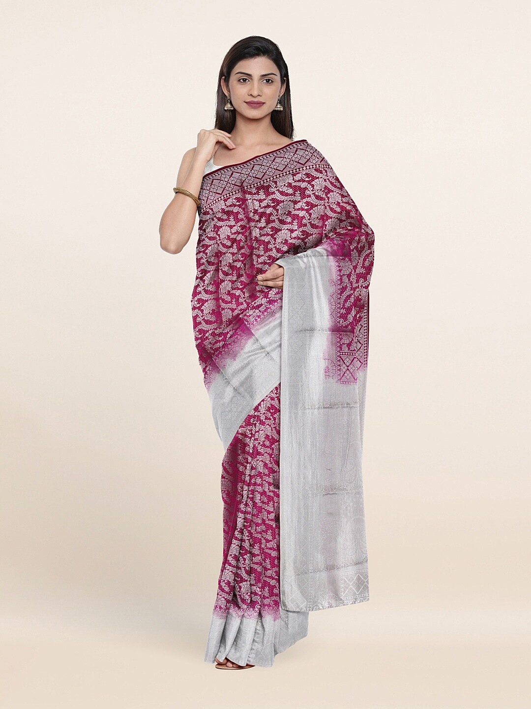 

Pothys Magenta Ethnic Motifs Zari Art Silk Saree