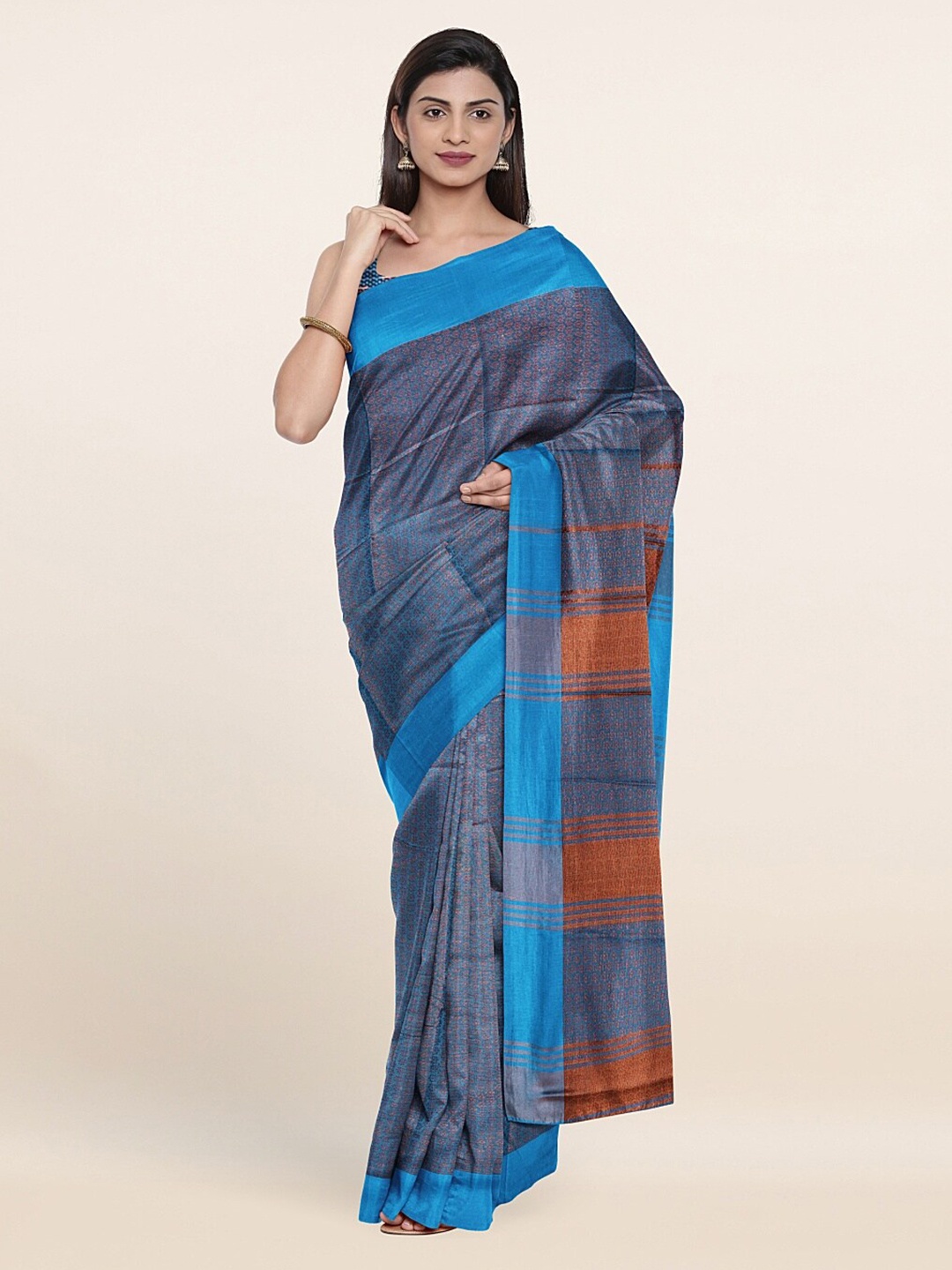 

Pothys Blue & Brown Woven Design Saree