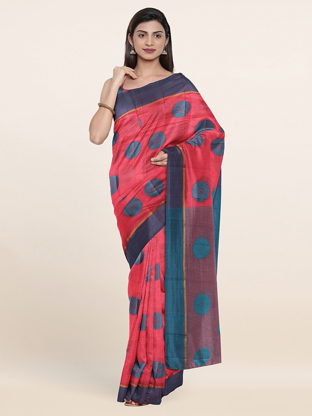 

Pothys Pink & Blue Printed Saree