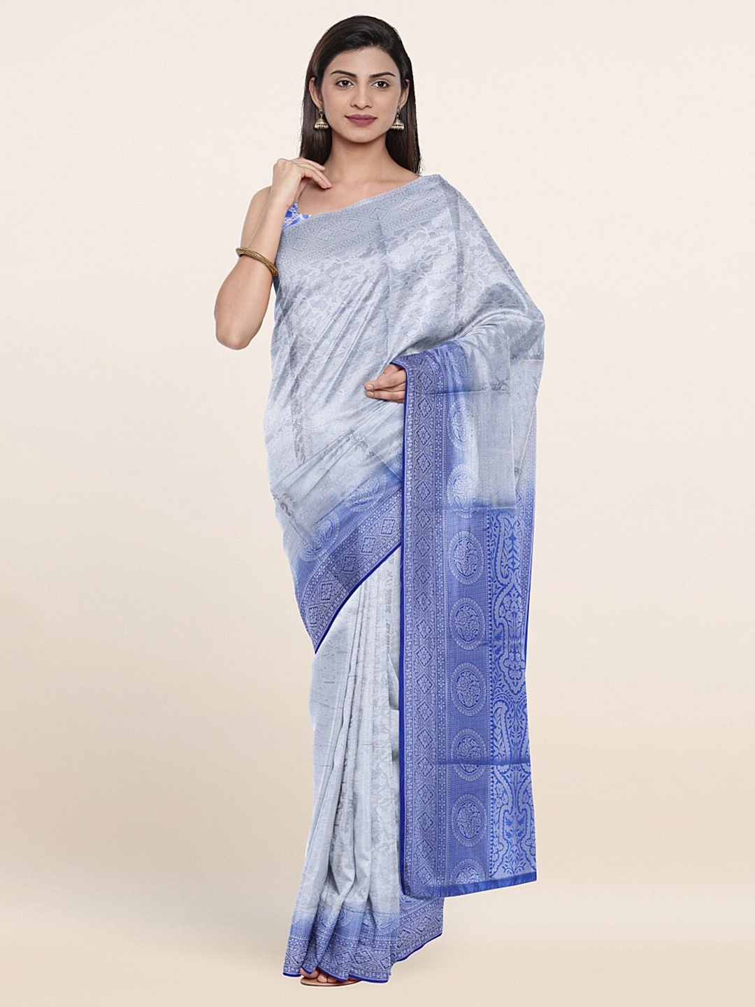 

Pothys Blue Floral Art Silk Saree