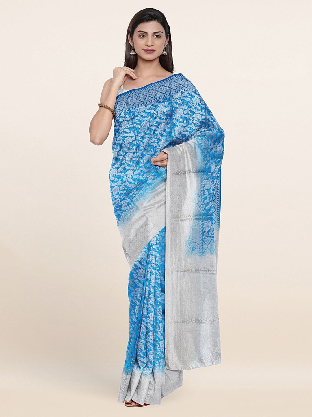 

Pothys Blue & Grey Woven Design Art Silk Saree
