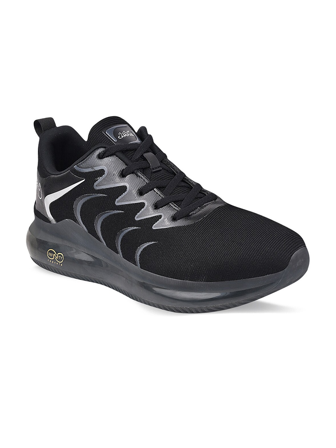 

Campus Men Black Mesh Running Shoes