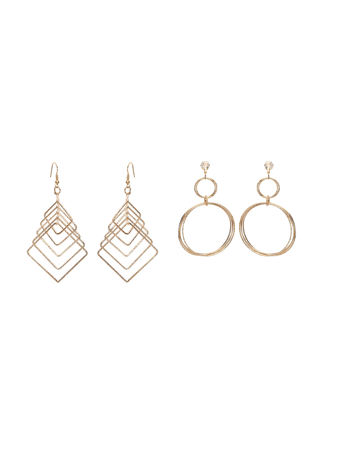 

CHOCOZONE Gold-Toned Pack Of 2 Contemporary Drop Earrings