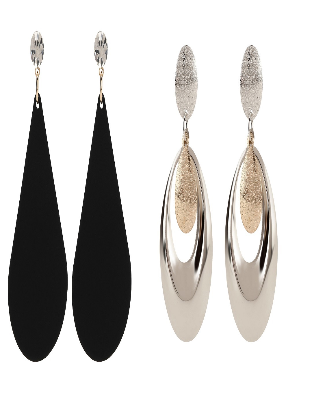 

CHOCOZONE Black Pack Of 2 Contemporary Drop Earrings