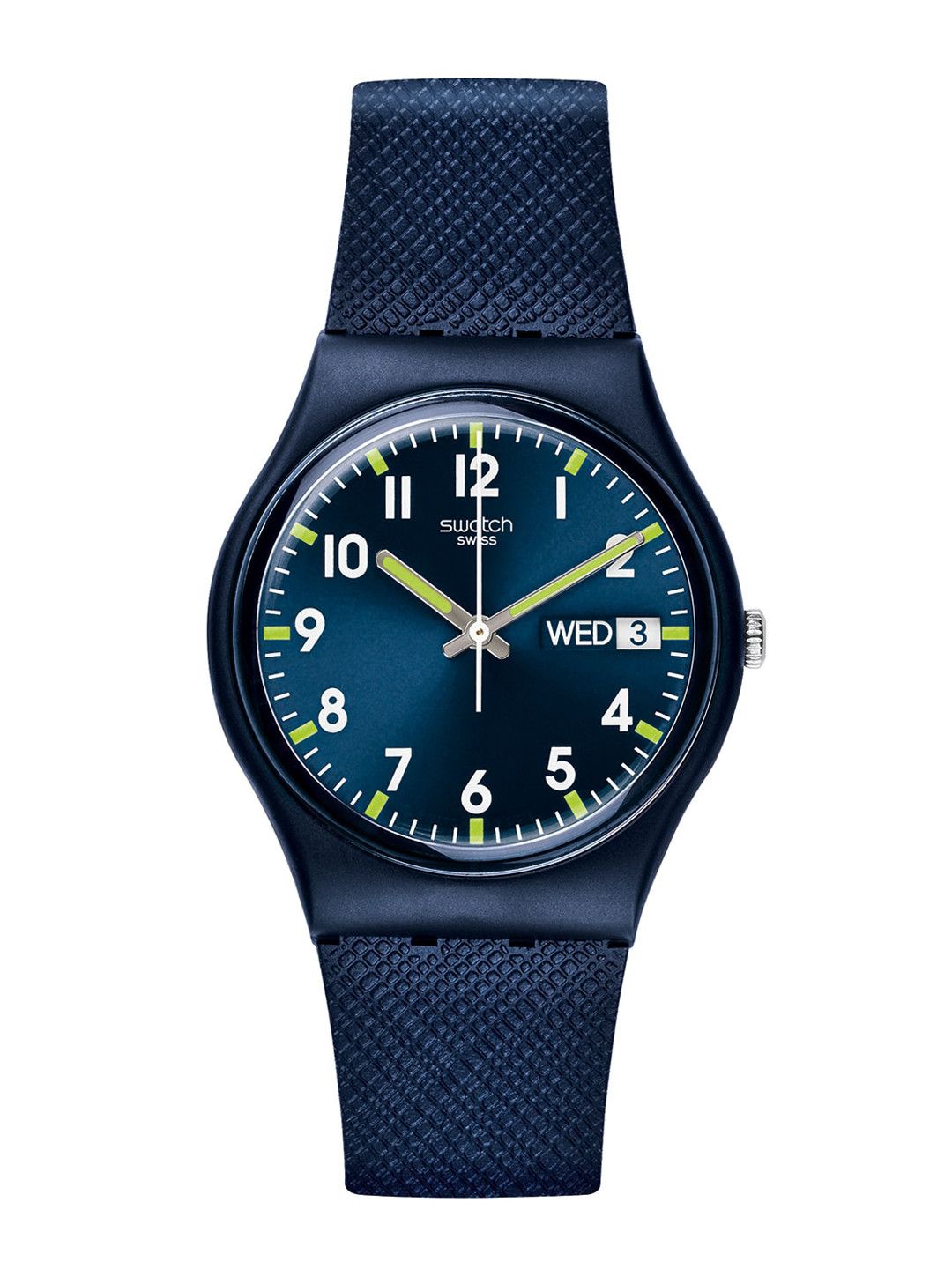 

Swatch Unisex Dial & Textured Straps Analogue Watch GN718, Blue