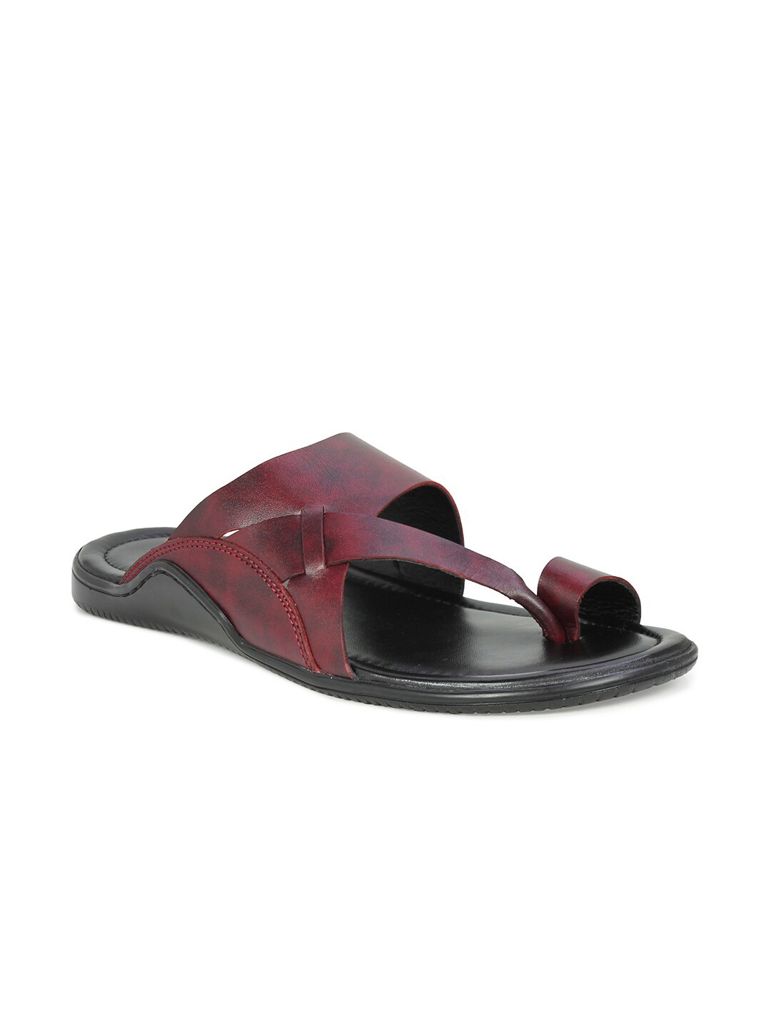 

PRIVO by Inc.5 Men Maroon & Black Comfort Sandals