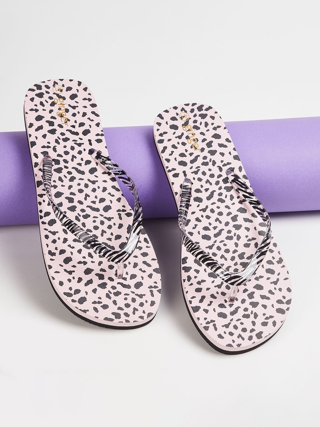 

Ginger by Lifestyle Women Pink & Black Printed Rubber Thong Flip-Flops