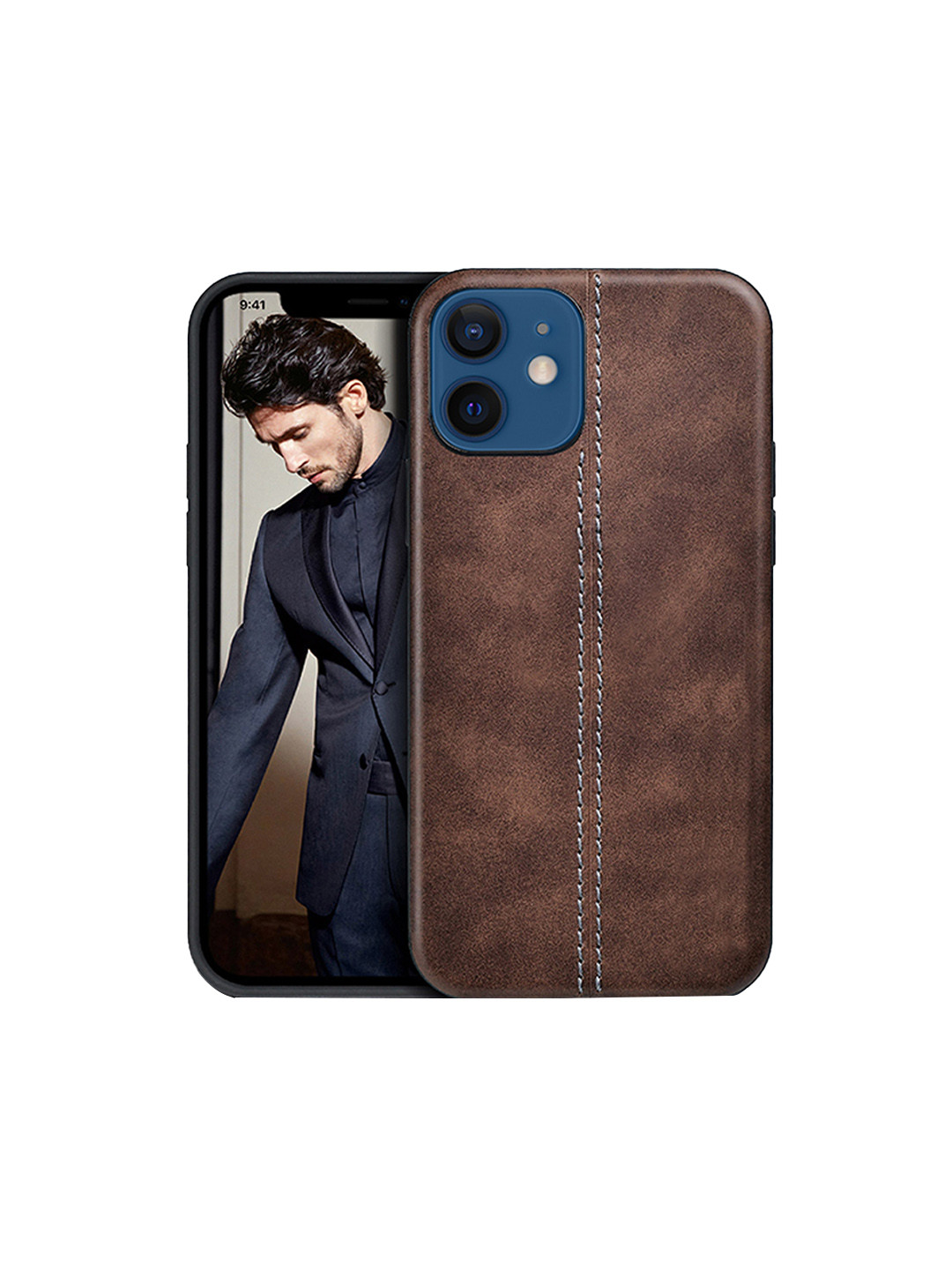 

TREEMODA Brown Solid Leather iPhone 11 Back Case