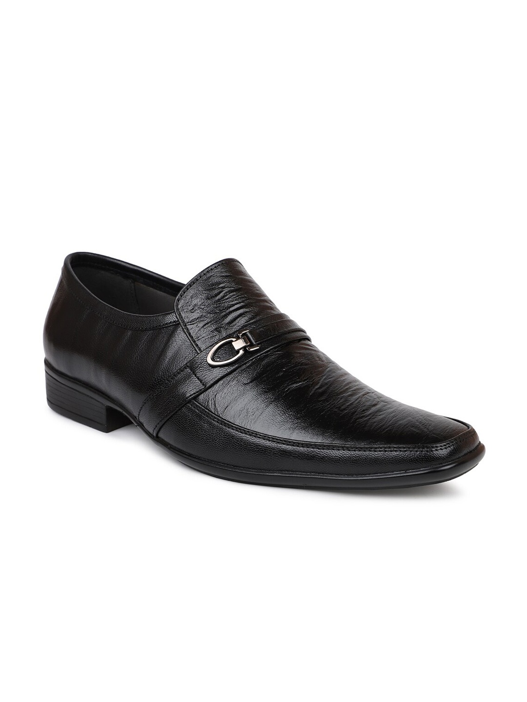 

PRIVO by Inc.5 Men Black Leather Formal Slip-On Shoes
