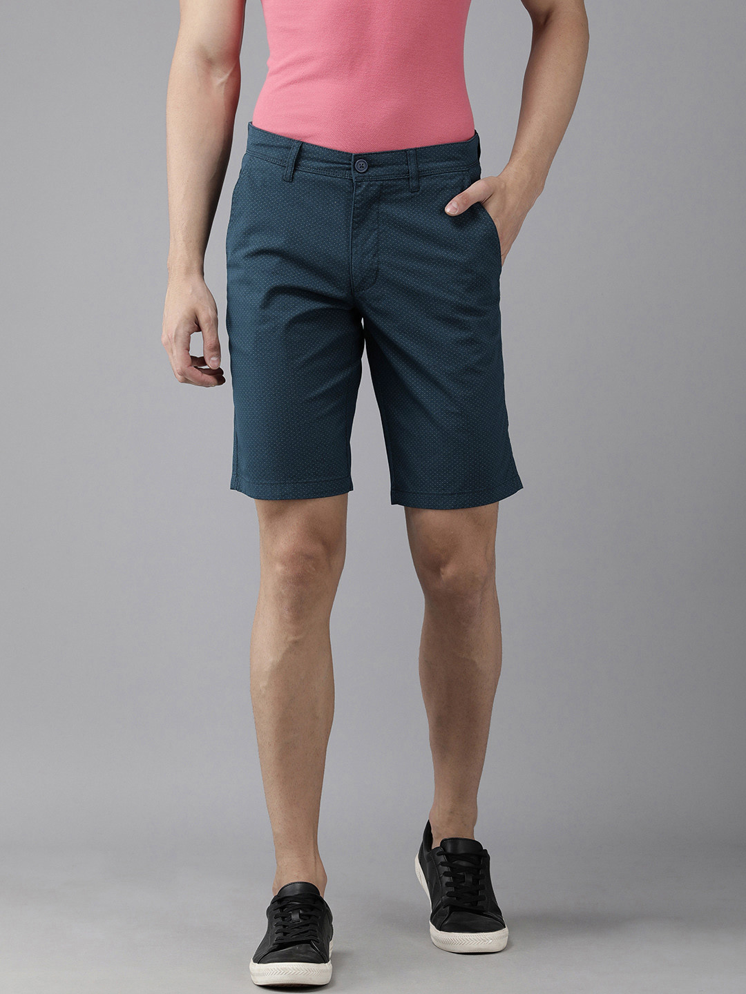 

Van Heusen ACADEMY Men Navy Blue Solid Shorts