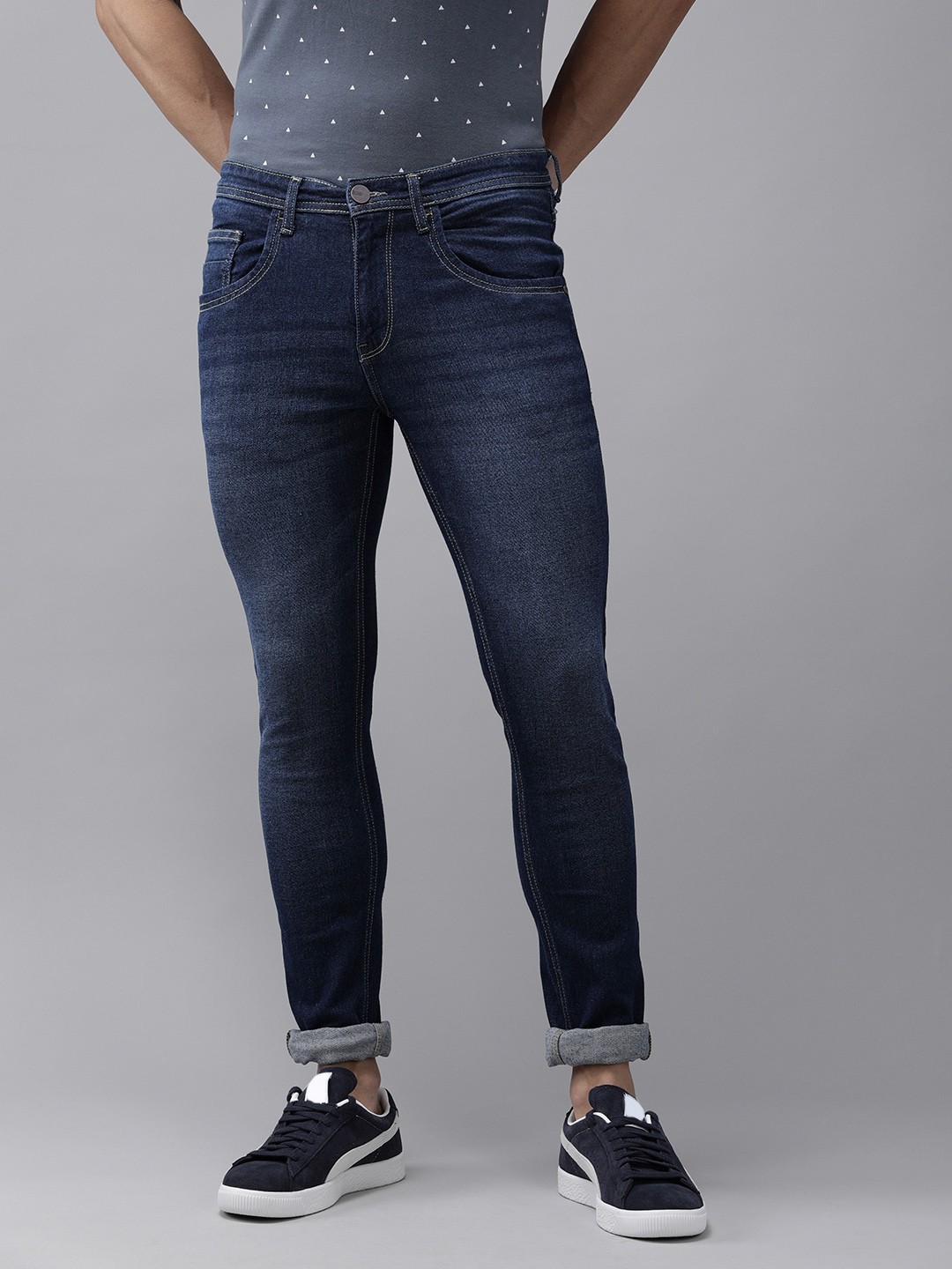 

Van Heusen ACADEMY Men Navy Blue Skinny Fit Light Fade Stretchable Jeans