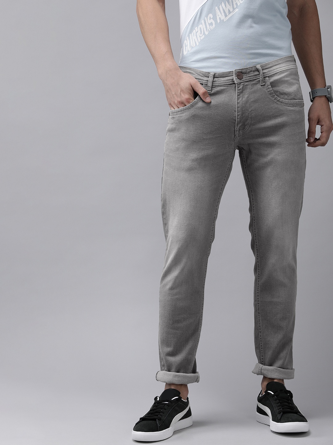 

Van Heusen ACADEMY Men Grey Skinny Fit Light Fade Stretchable Jeans