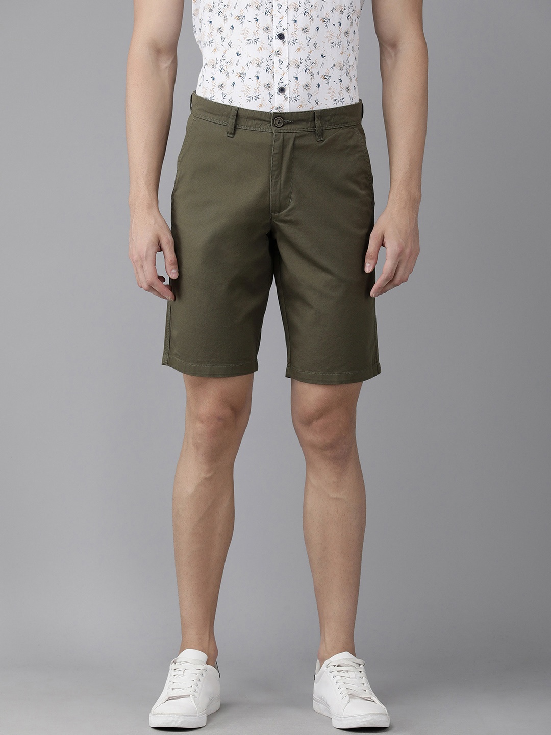 

Van Heusen ACADEMY Men Olive Green Chino Shorts