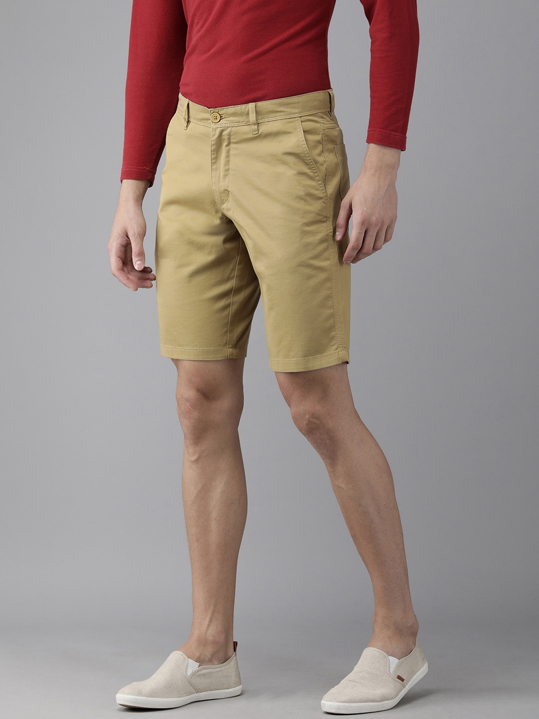 

Van Heusen ACADEMY Men Khaki Solid Shorts