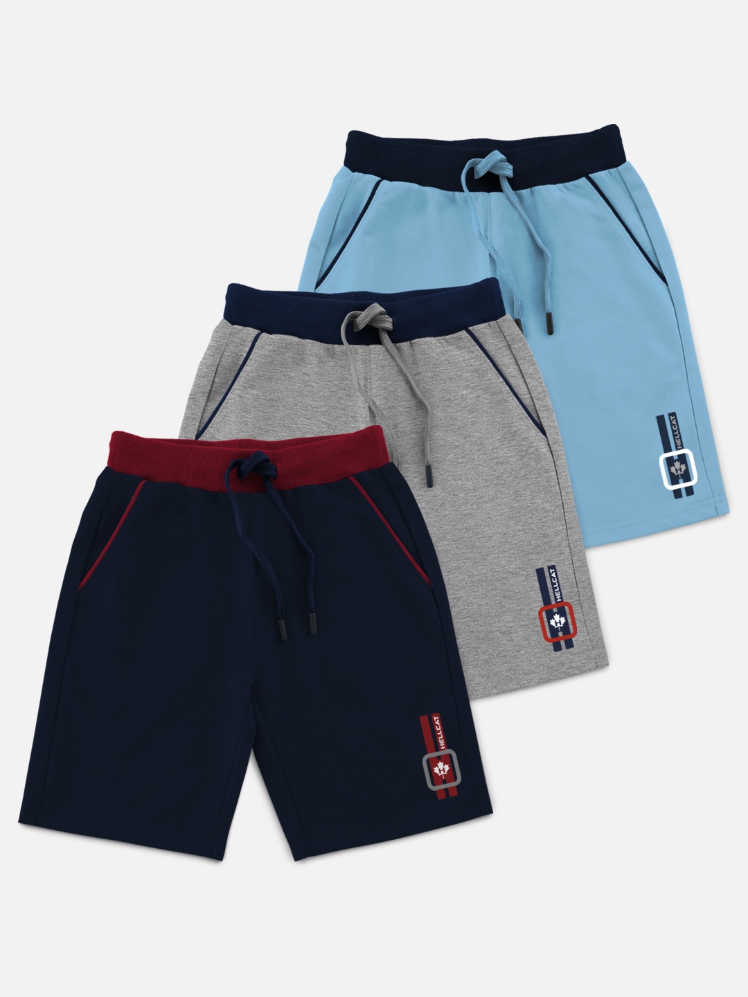 

HELLCAT Boys Pack Of 3 Solid Shorts, Blue