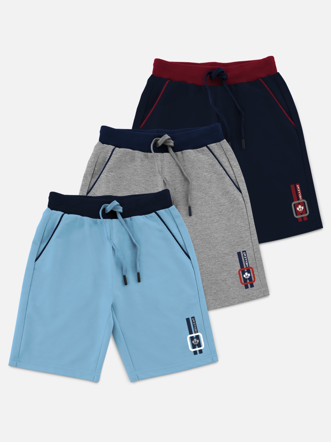 

HELLCAT Boys Pack Of 3 Solid Shorts, Blue