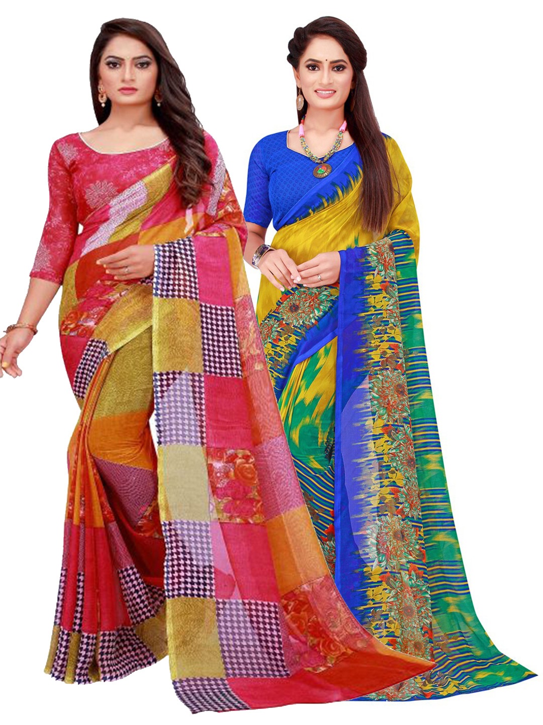 

KALINI Pack of 2 Red & Black Printed Saree