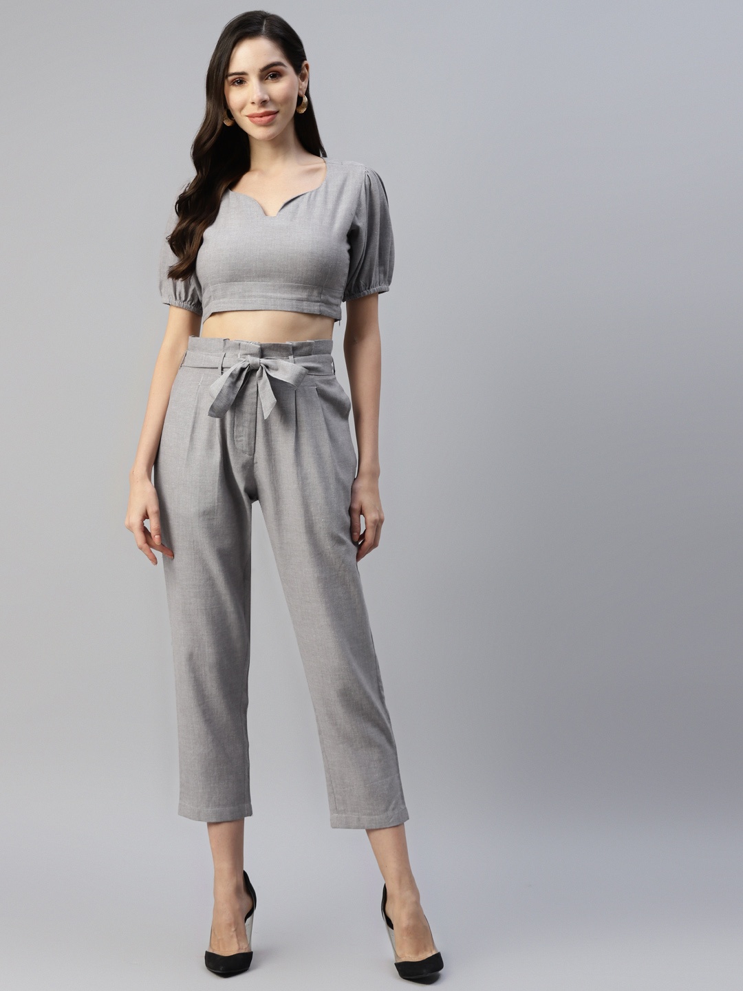 

FABNEST Women Grey Pure Cotton Co-ord Set