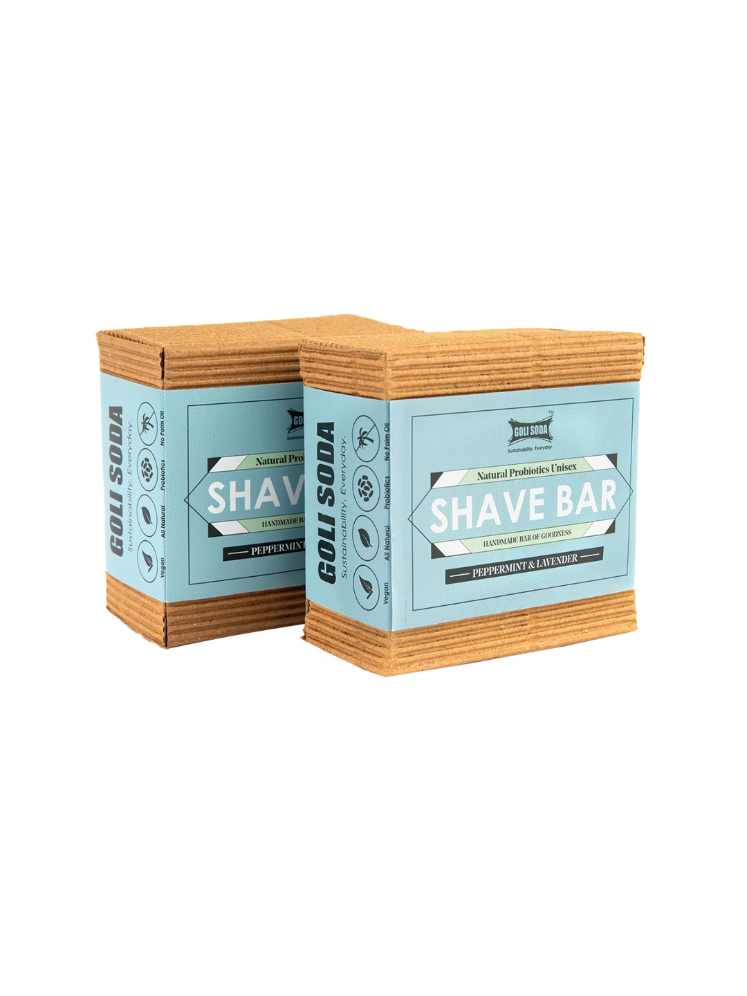 

GOLI SODA Set of 2 All Natural Peppermint & Lavender Probiotics Shave Bar - 95 g Each, Blue