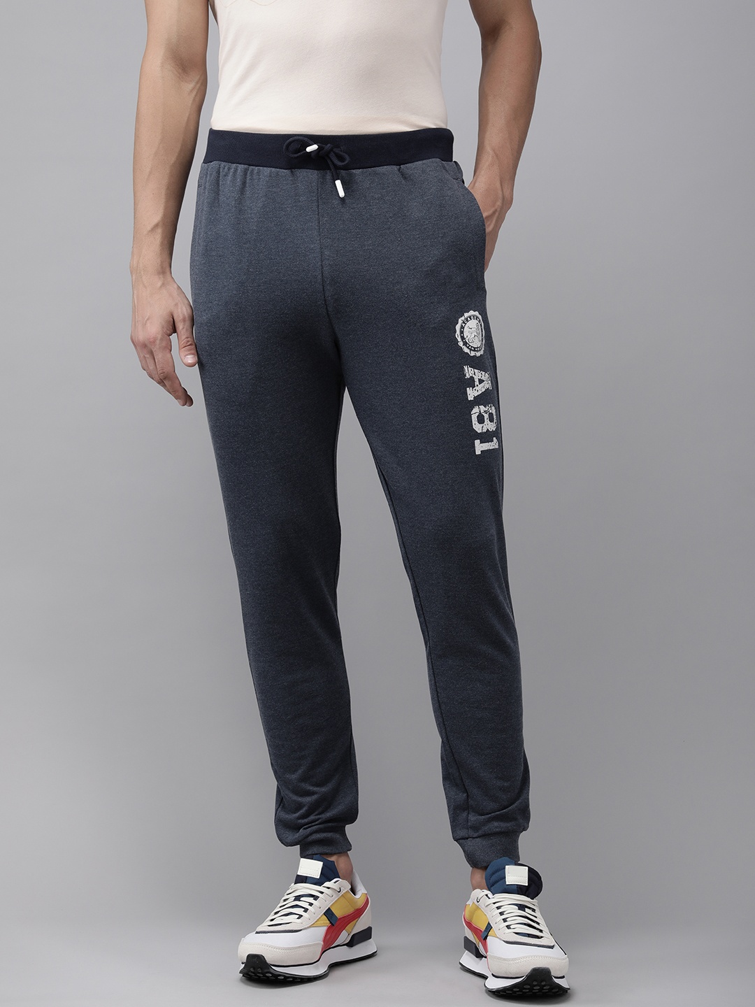 

Van Heusen ACADEMY Men Navy Blue Solid Joggers