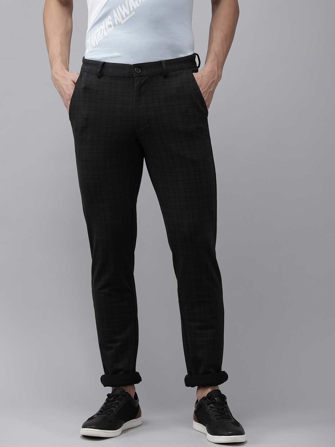 

Van Heusen ACADEMY Men Black Tapered Fit Trousers