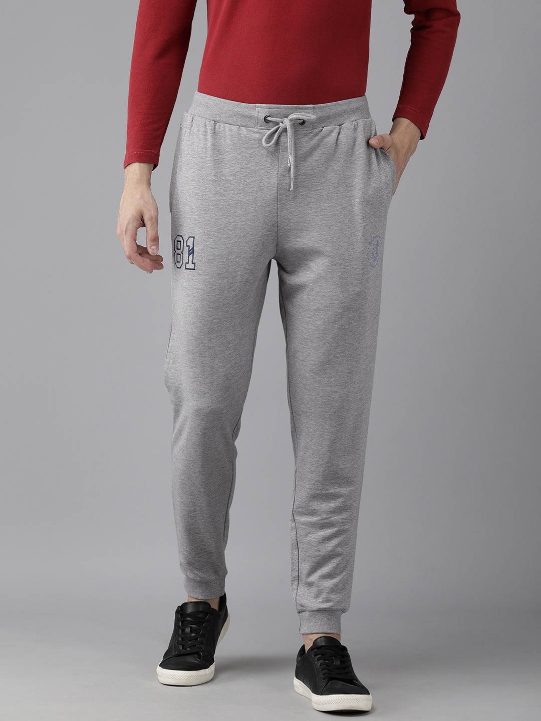 

Van Heusen ACADEMY Men Grey Melange Solid Slim Fit Joggers