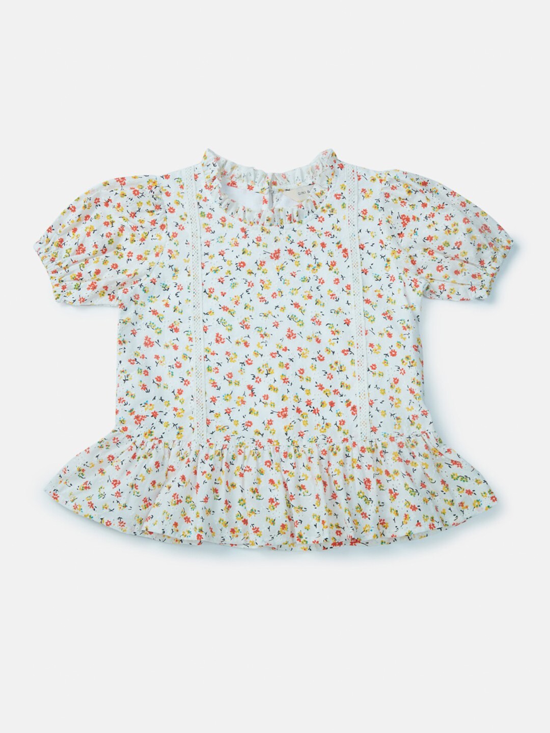 

Gini and Jony Girls Off White Floral Print Peplum Top