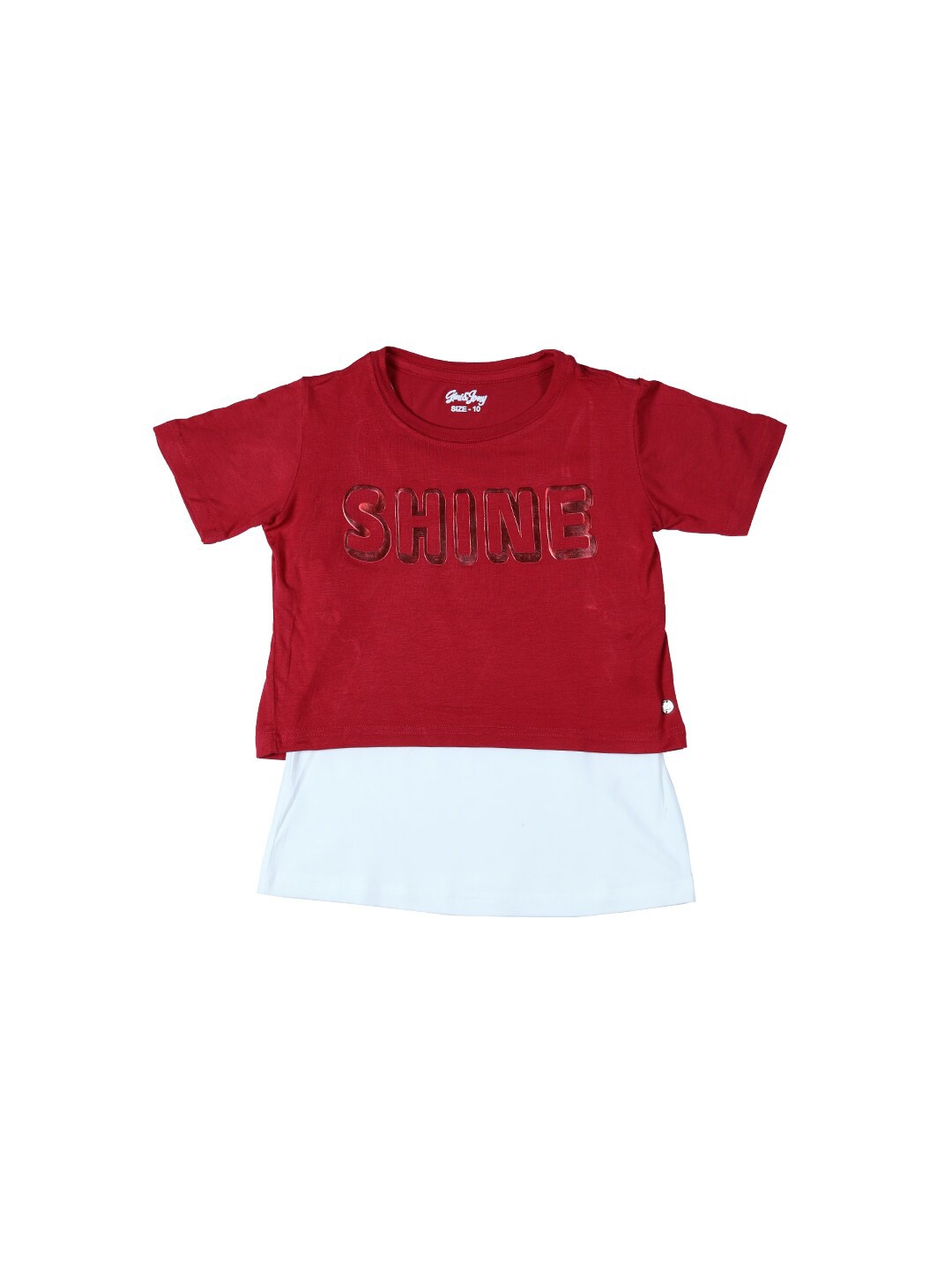 

Gini and Jony Girls Red & White Colourblocked Top