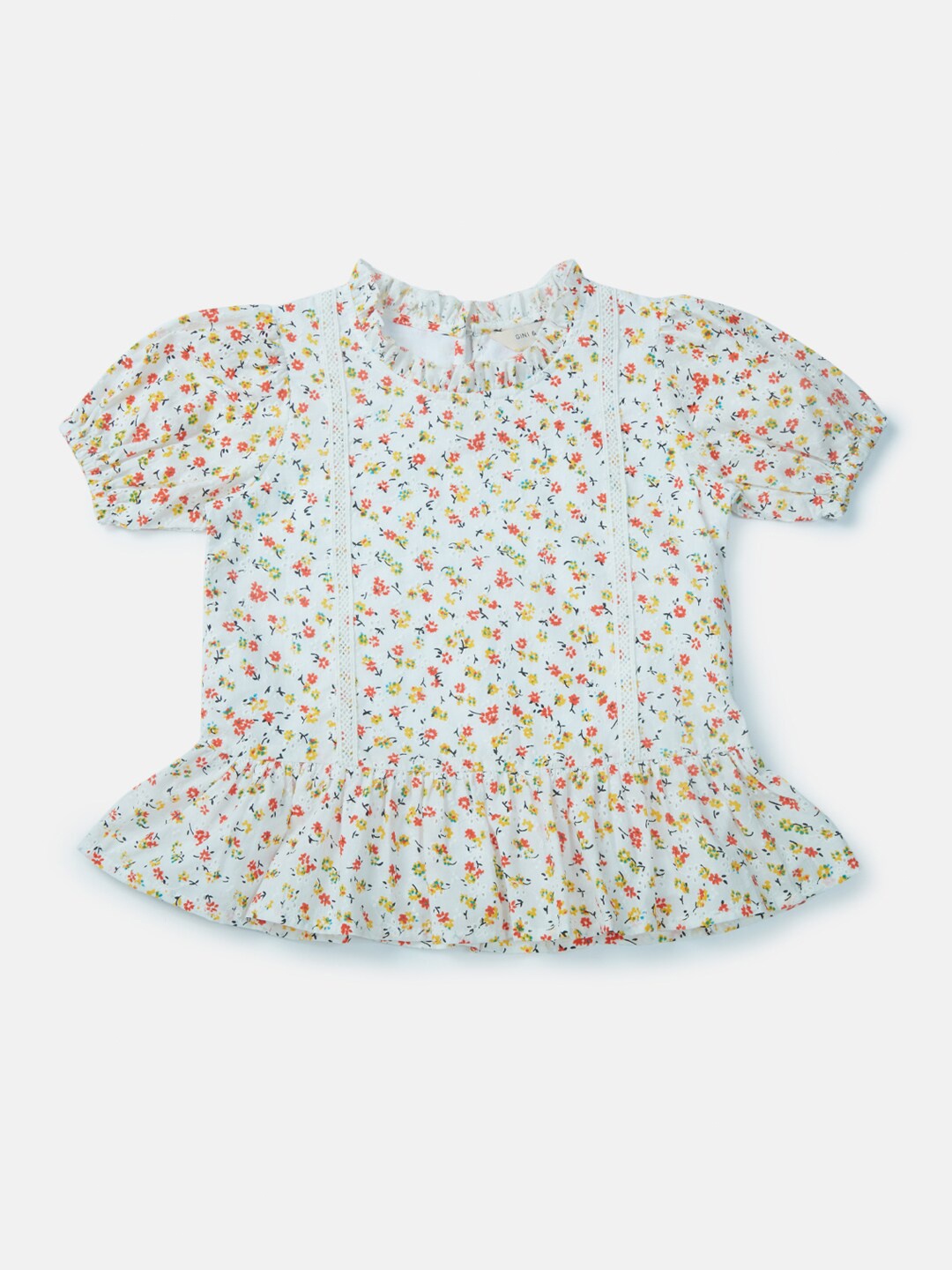 

Gini and Jony Girls Off White Floral Print Peplum Top
